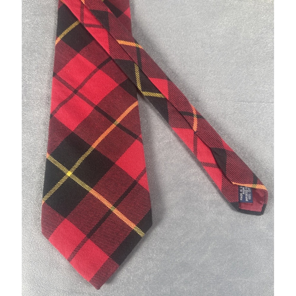 Gap Tie Mens Plaid Neck Red BlackVintage 90s Cotton Made in‎ USA 58" X 4" Preppy